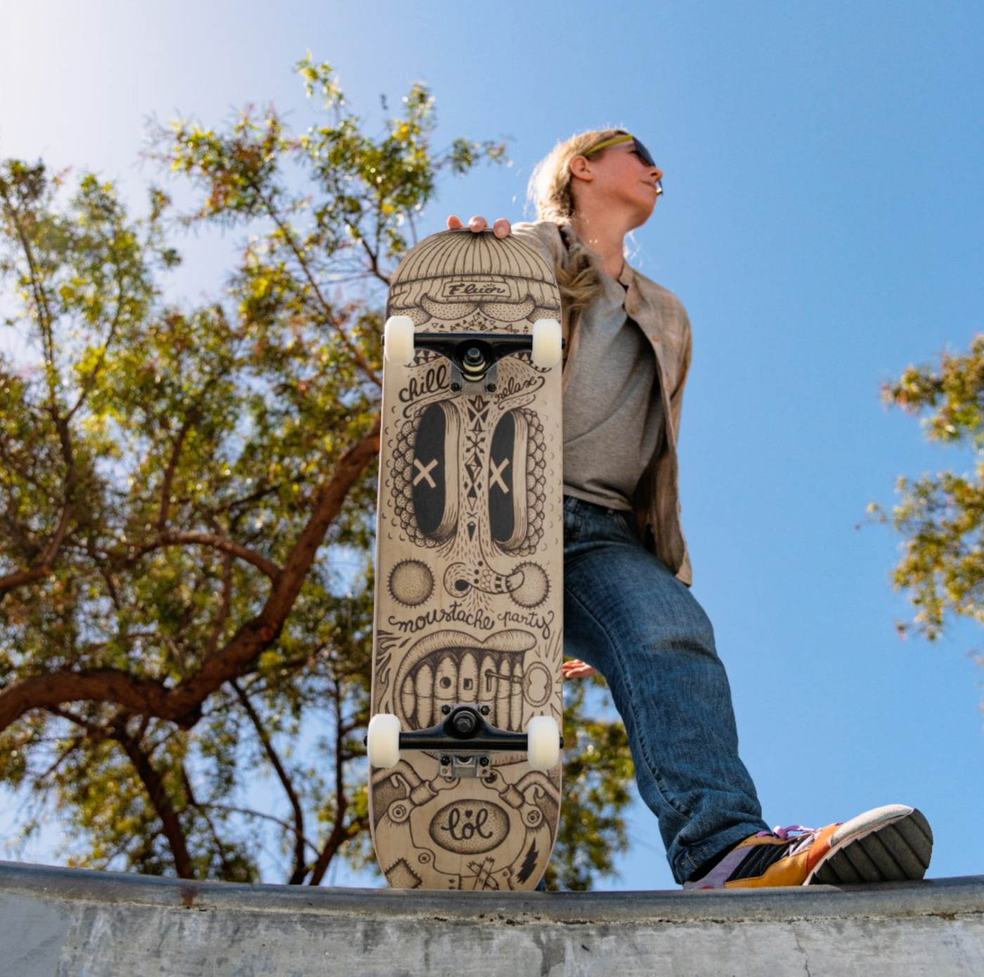 Old School Wood Art Skateboard