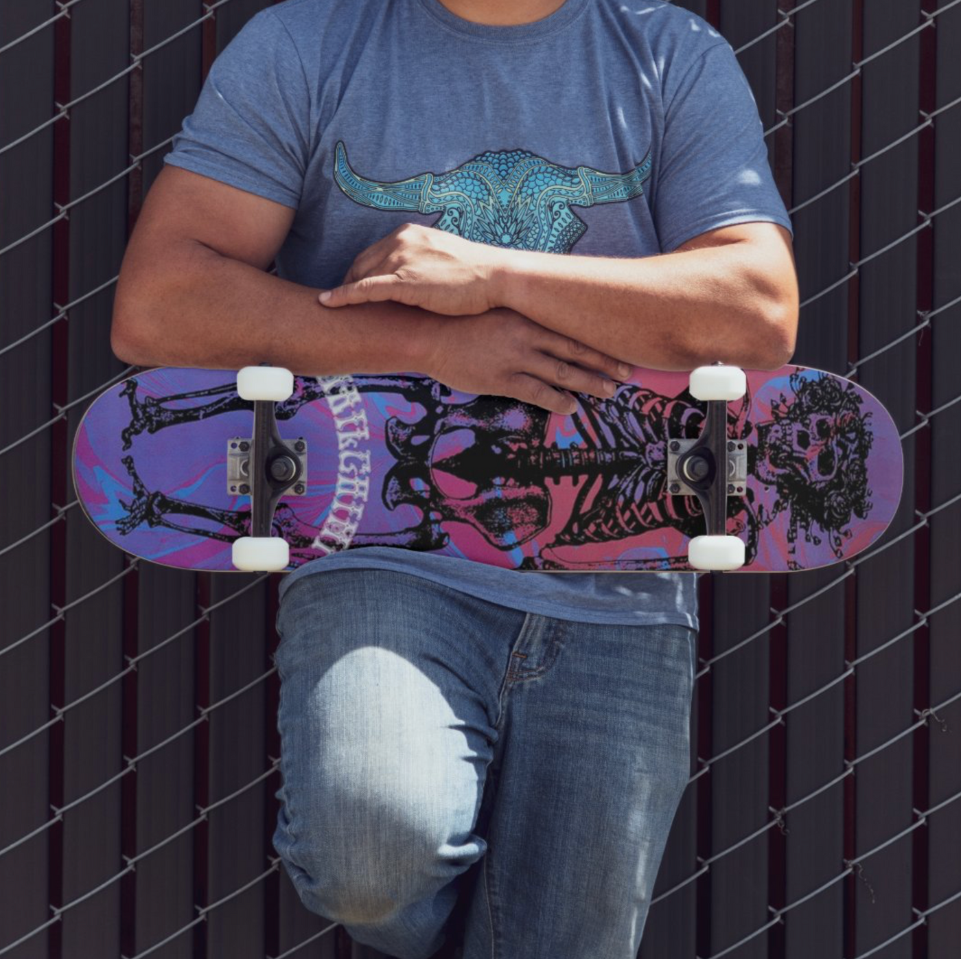 Hydro Dipped Skelton Skateboard
