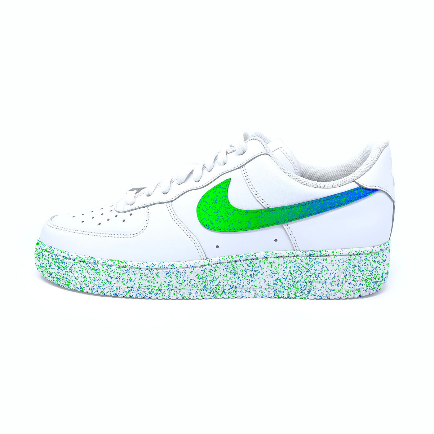 Blue & Green Gradient/Splatter Air Force 1’s - HotKokosArt