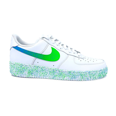 Blue & Green Gradient/Splatter Air Force 1’s - HotKokosArt