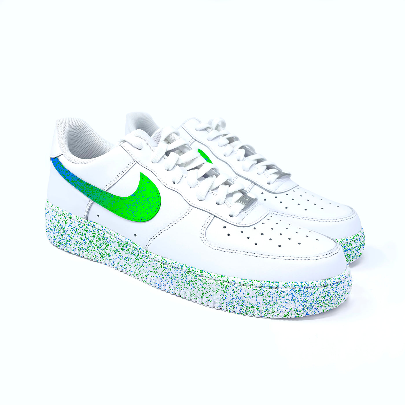 Blue & Green Gradient/Splatter Air Force 1’s - HotKokosArt